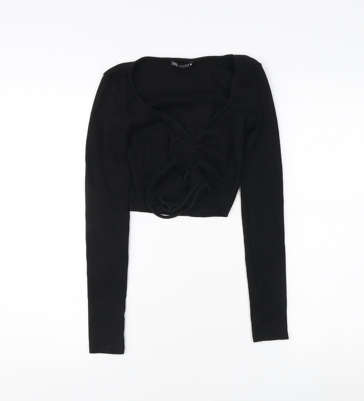 Womens UK Size S Zara Black Cropped Blouse