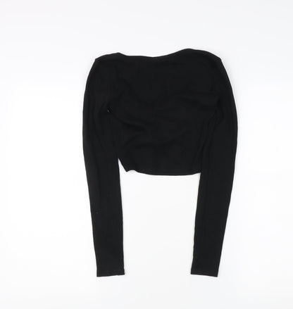 Womens UK Size S Zara Black Cropped Blouse