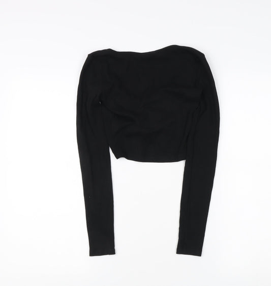 Womens UK Size S Zara Black Cropped Blouse