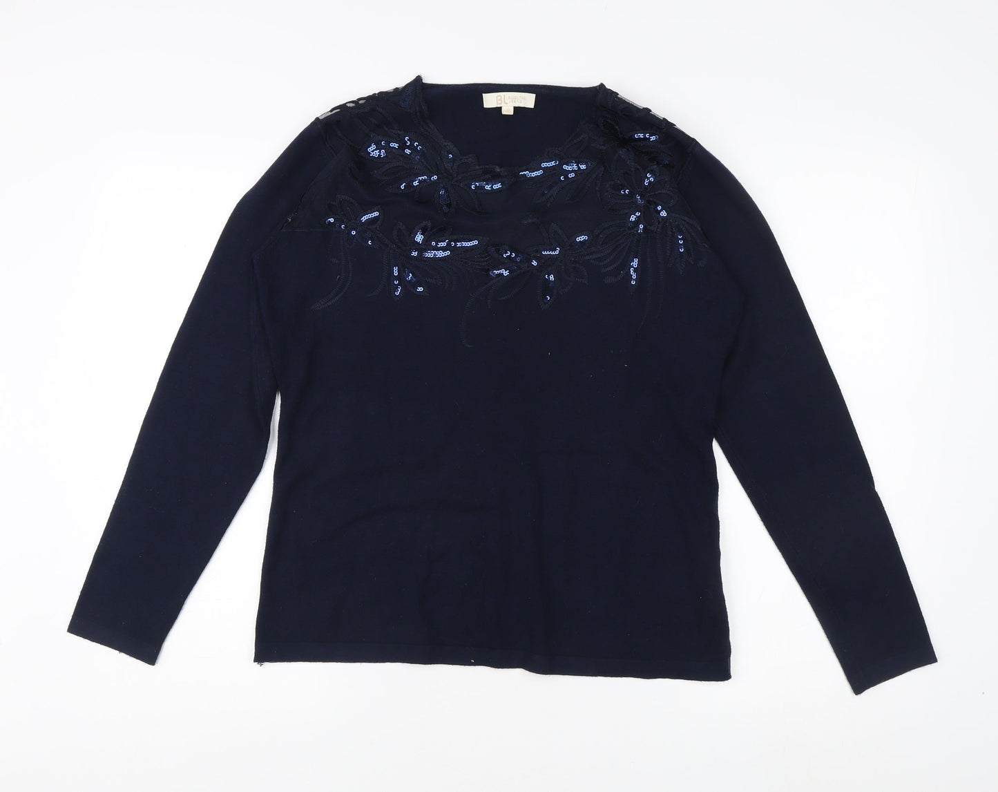 Bluoltre Jeans Women's Blue Pullover Jumper L