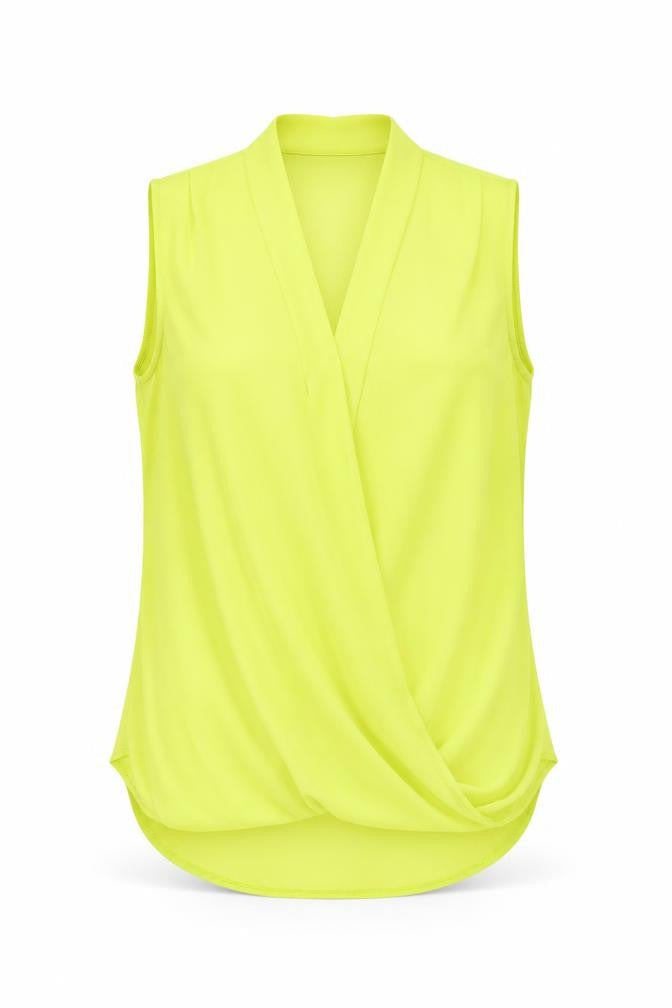 Womens UK Size 12 New Look Yellow Wrap Blouse