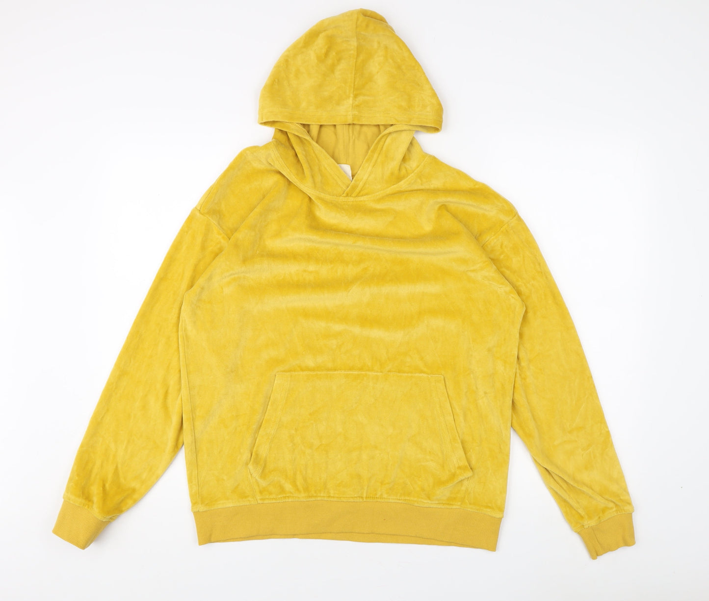 H&M Girls Yellow Velour Hoodie, Pullover Style, Size 14 Years