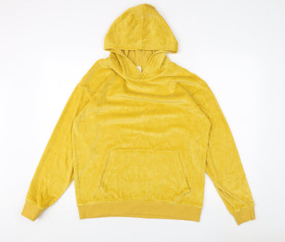 H&M Girls Yellow Velour Hoodie, Pullover Style, Size 14 Years