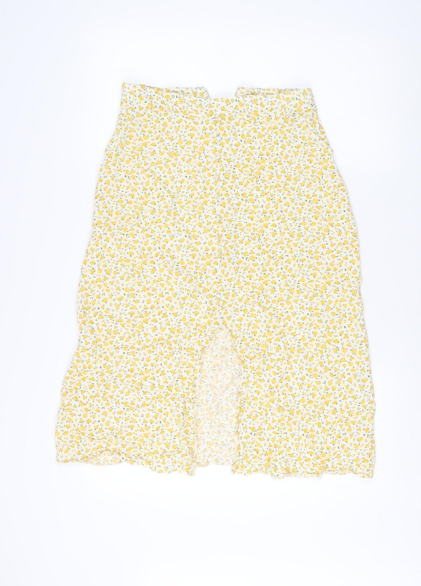New Look Women's Yellow Floral Midi A-Line Skirt