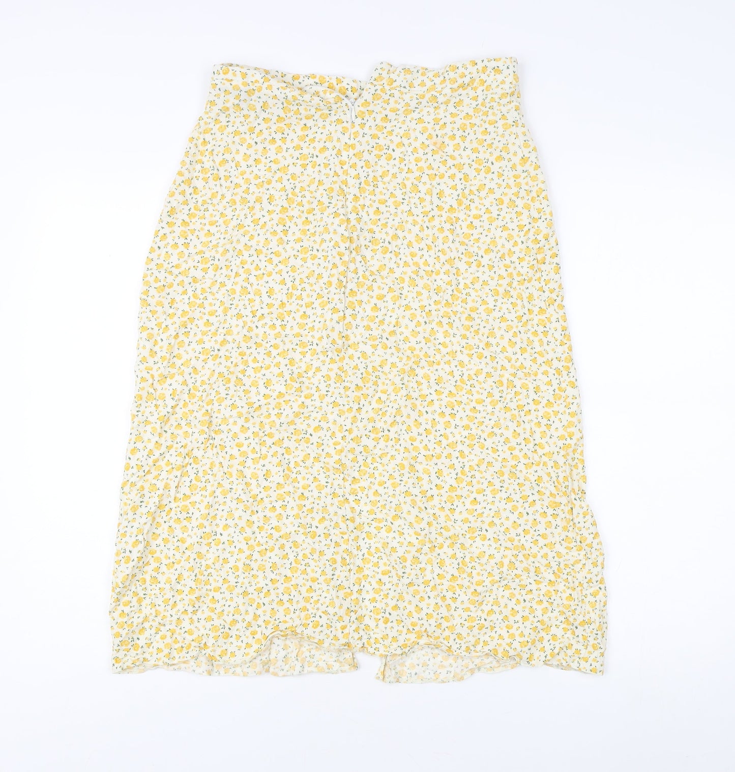 New Look Women's Yellow Floral Midi A-Line Skirt