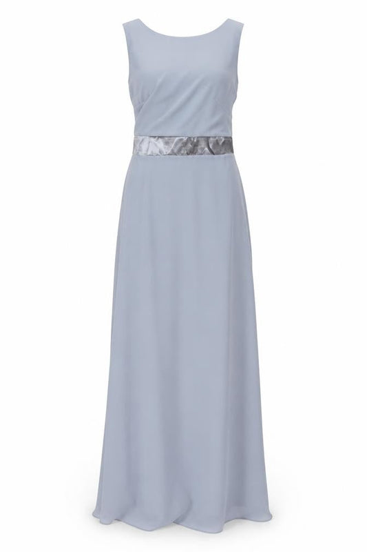 Front view of TFNC London Grey Sleeveless V-Neck Long Dress