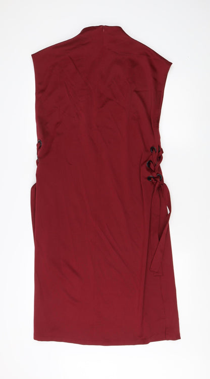 Inayah Women's Red High Neck Sleeveless Dress M