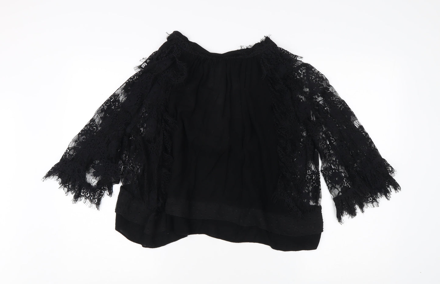 Womens UK Size M Zara Black Kimono Blouse