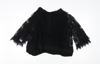 Womens UK Size M Zara Black Kimono Blouse