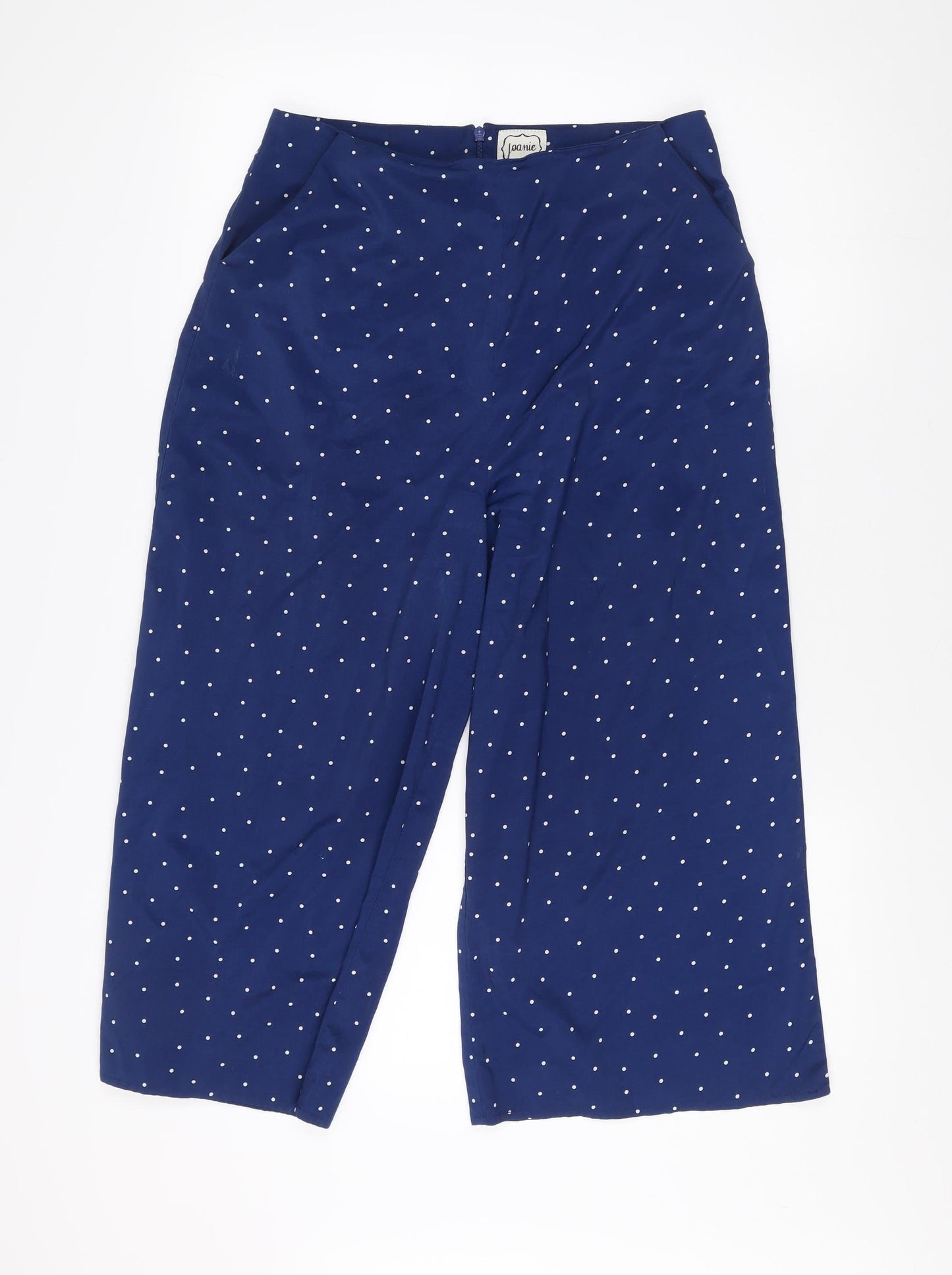 Joanie Women's Blue Polka Dot Wide-Leg Trousers Size 10