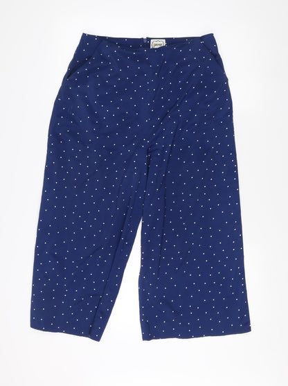 Joanie Women's Blue Polka Dot Wide-Leg Trousers Size 10