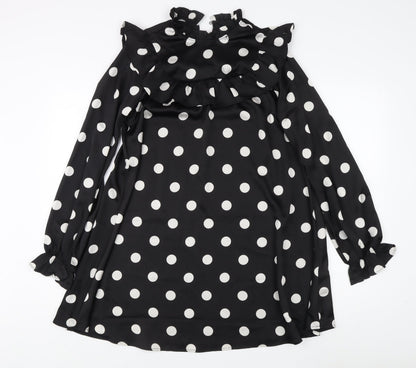 New Look Women's Black Polka Dot Long Sleeve Dress