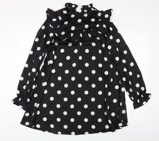 New Look Women's Black Polka Dot Long Sleeve Dress