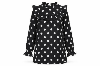 New Look Women's Black Polka Dot Long Sleeve Dress
