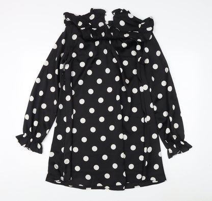 New Look Women's Black Polka Dot Long Sleeve Dress