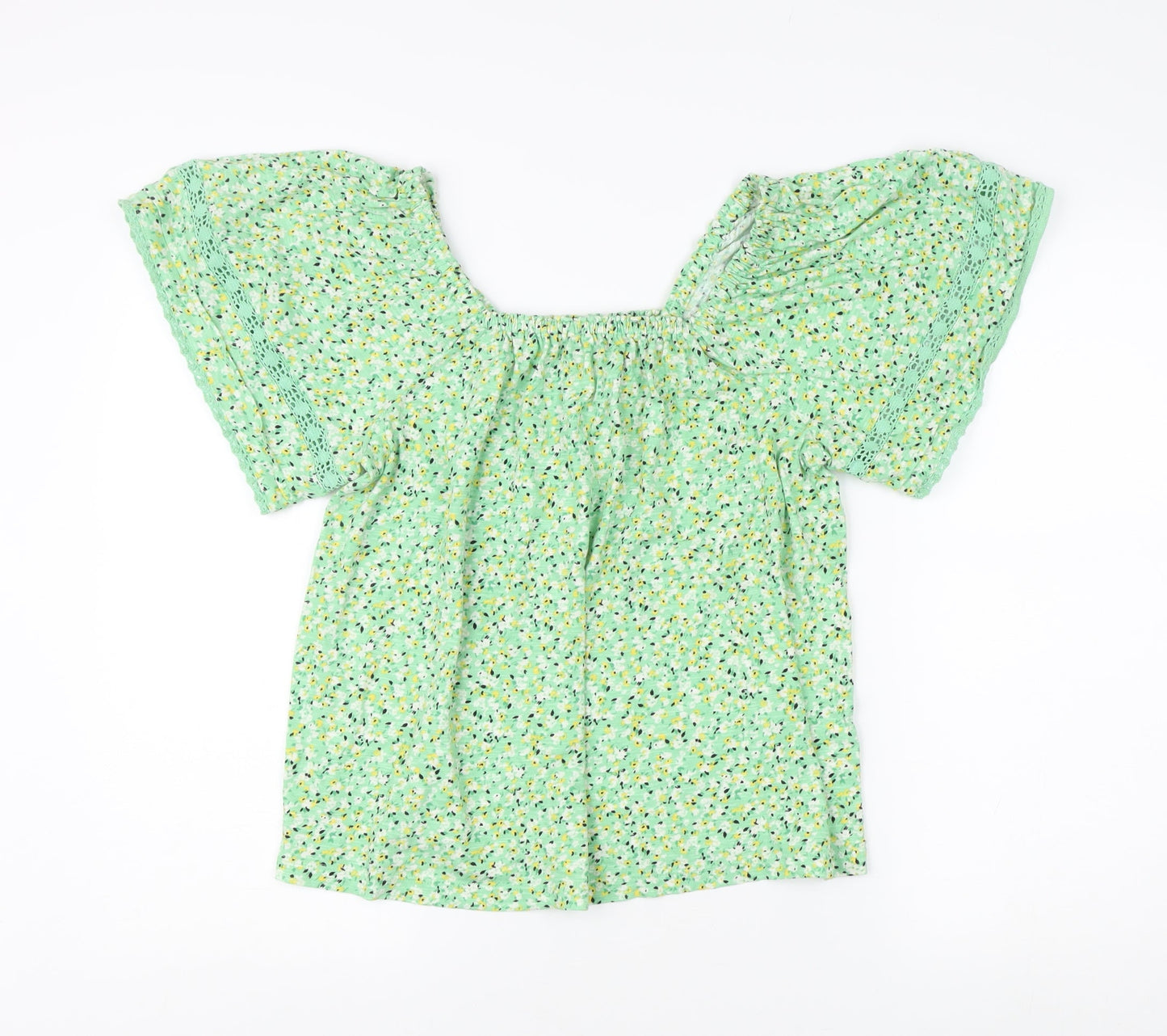 Womens UK Size 10 Marks and Spencer Green Peasant Blouse