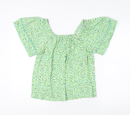 Womens UK Size 10 Marks and Spencer Green Peasant Blouse
