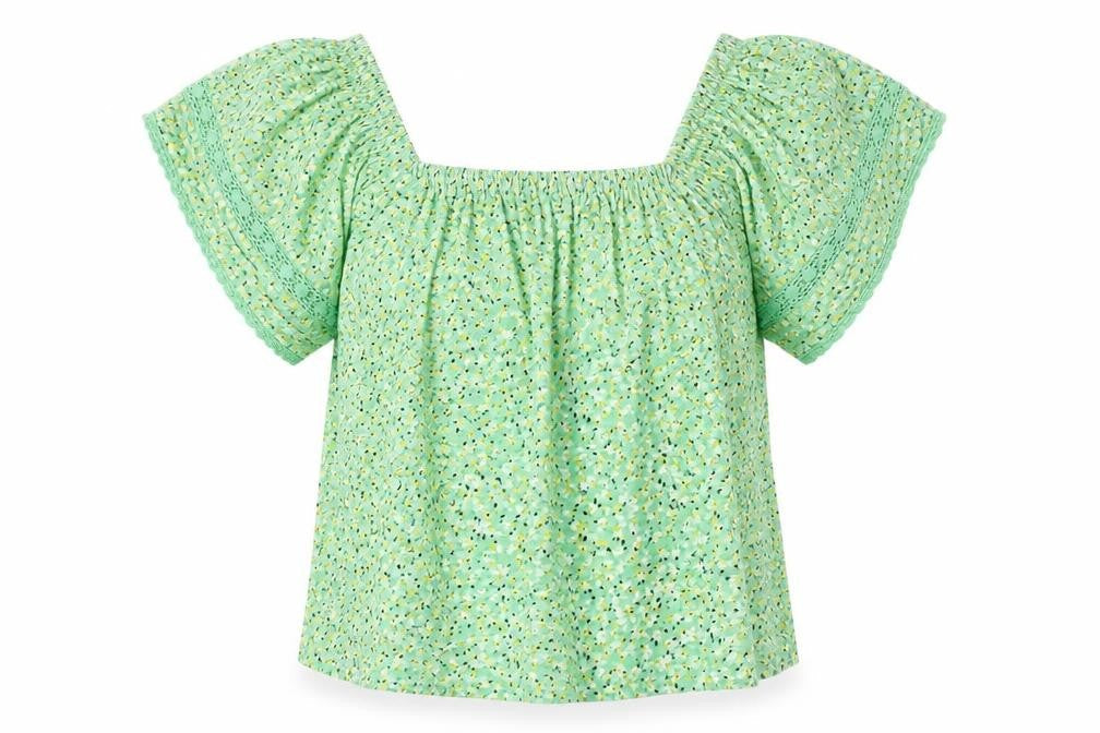 Womens UK Size 10 Marks and Spencer Green Peasant Blouse
