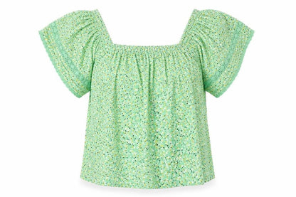 Womens UK Size 10 Marks and Spencer Green Peasant Blouse