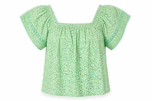 Womens UK Size 10 Marks and Spencer Green Peasant Blouse
