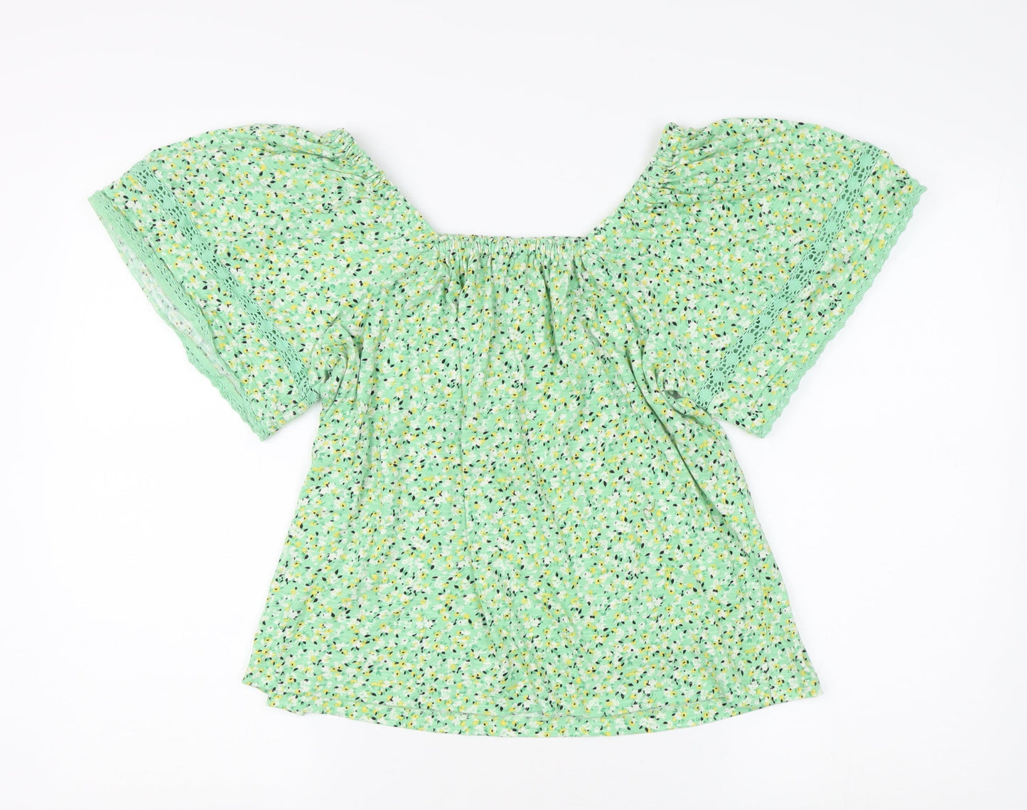 Womens UK Size 10 Marks and Spencer Green Peasant Blouse