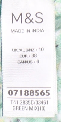Womens UK Size 10 Marks and Spencer Green Peasant Blouse
