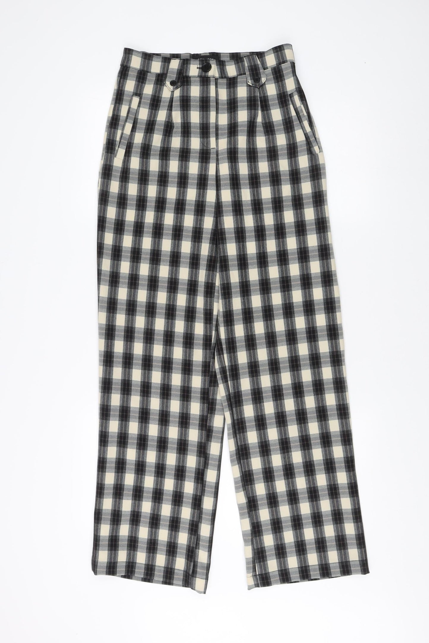 New Look Women's Black Check Trousers Size 8