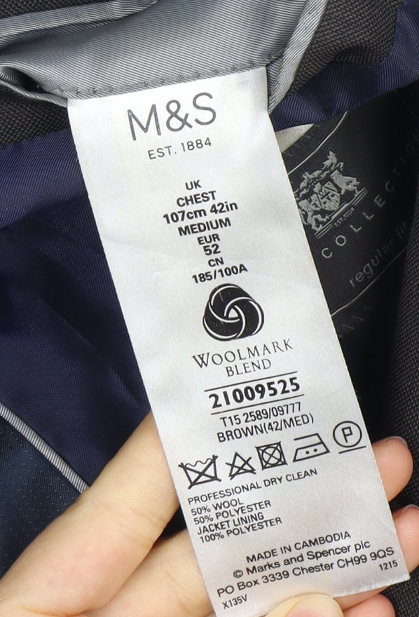 Mens UK Size 42 Marks and Spencer Regular Brown Suit Jacket