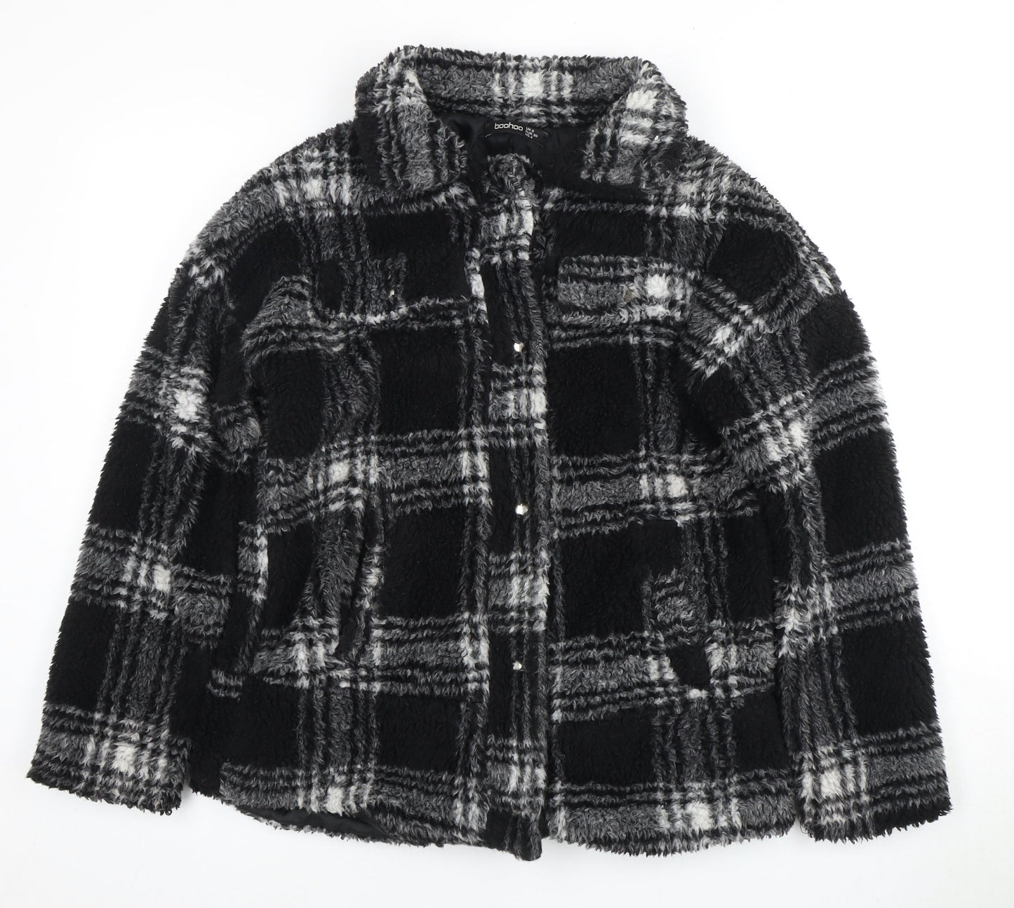 Boohoo Women's Black Plaid Jacket Size 8