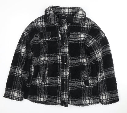 Boohoo Women's Black Plaid Jacket Size 8