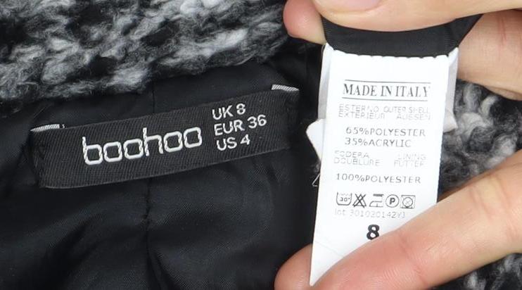 Boohoo Women's Black Plaid Jacket Size 8