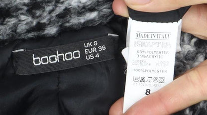 Boohoo Women's Black Plaid Jacket Size 8