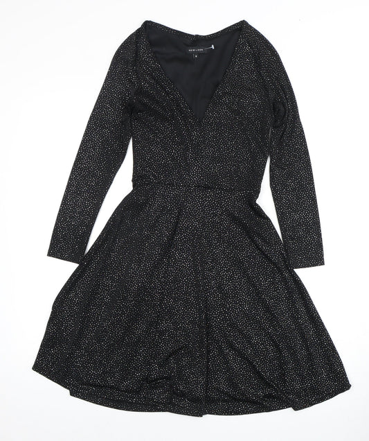 New Look Black Women's Skater Dress Size 8