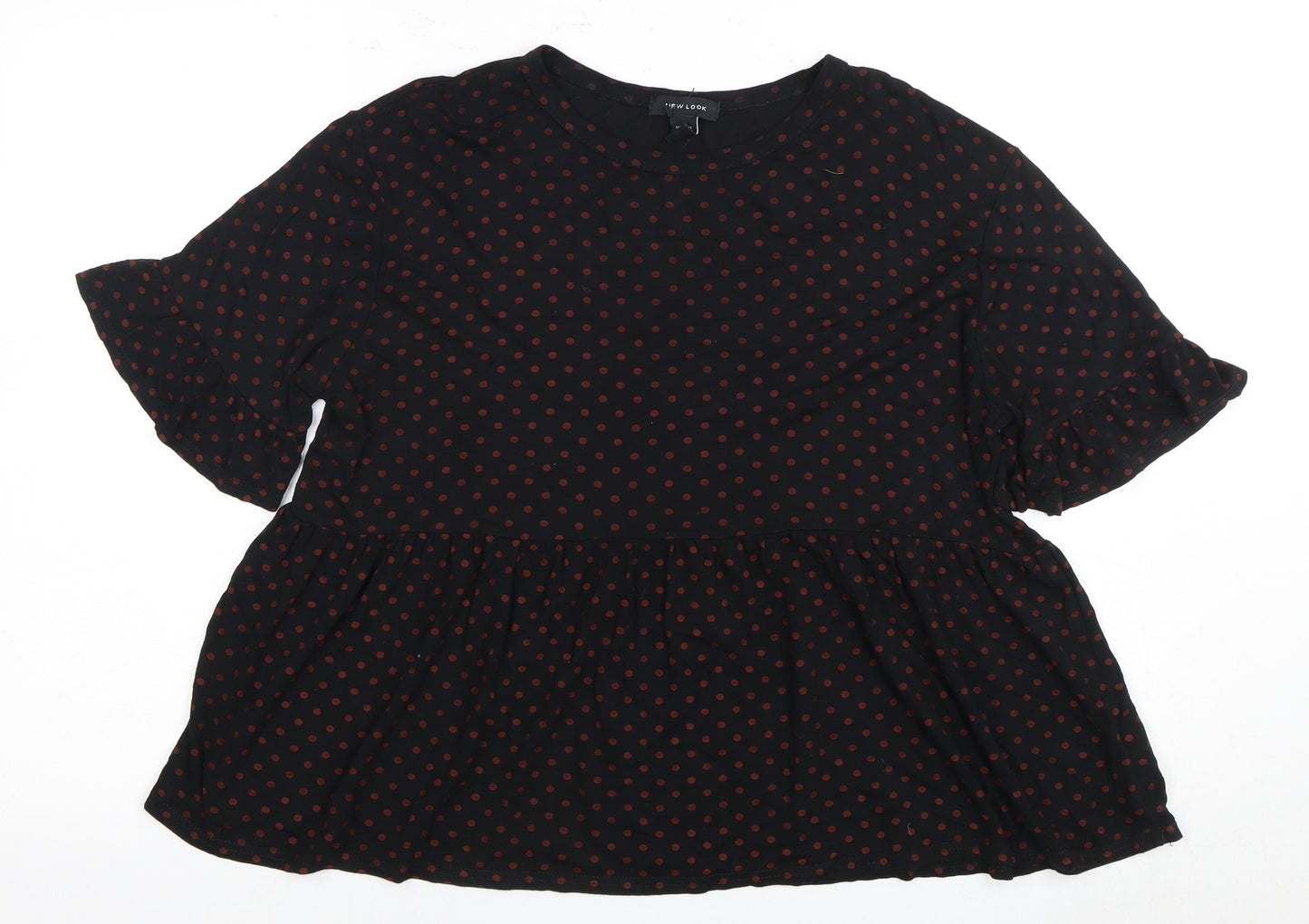New Look Women's Black Polka Dot Top Size 16