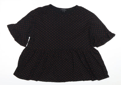 New Look Women's Black Polka Dot Top Size 16