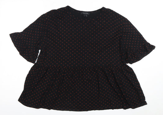 New Look Women's Black Polka Dot Top Size 16