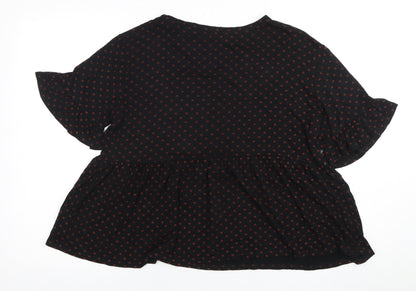 New Look Women's Black Polka Dot Top Size 16