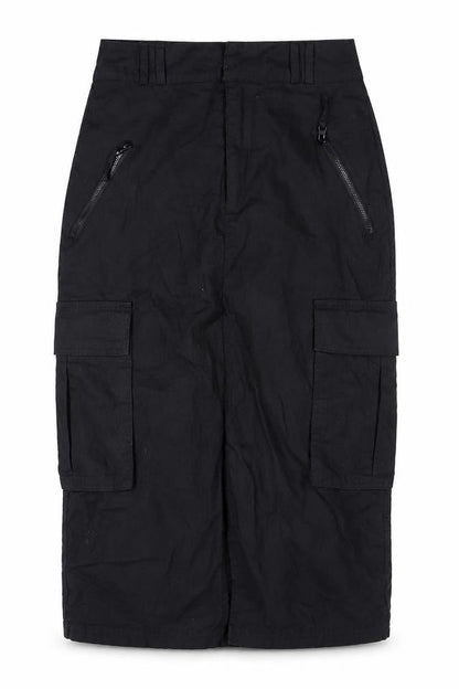 Stradivarius Women's Black Cargo Midi Skirt Size 6 with Pockets