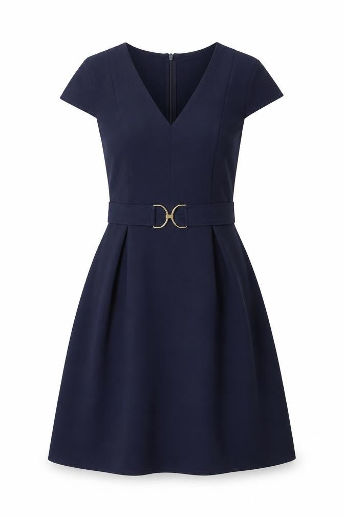 H&M Women's Blue Short Sleeve V-Neck Dress, Size S