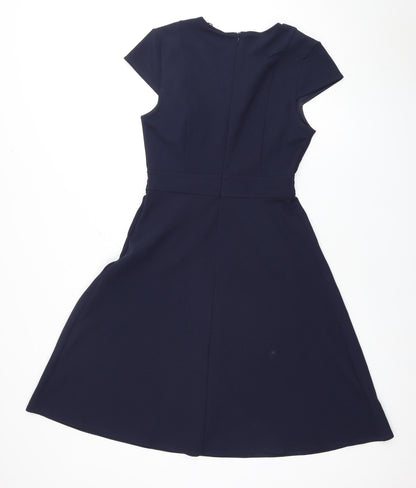 H&M Women's Blue Short Sleeve V-Neck Dress, Size S