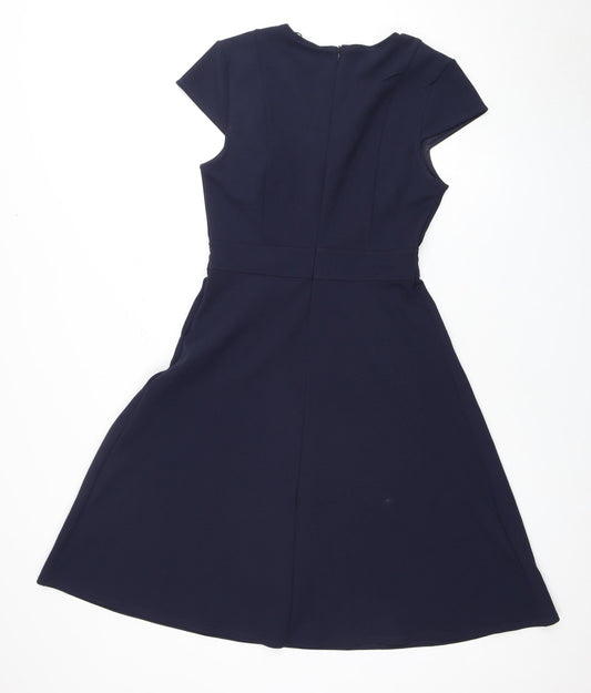 H&M Women's Blue Short Sleeve V-Neck Dress, Size S
