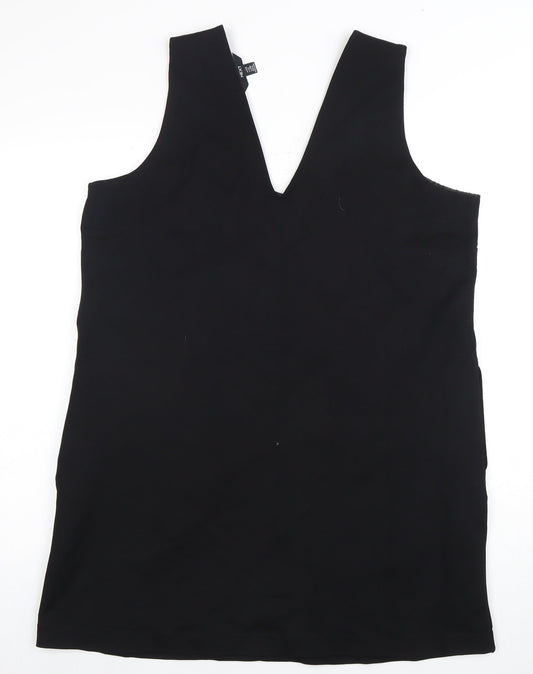 Next Women's Black Sheath Dress Size 14 V-Neck Sleeveless