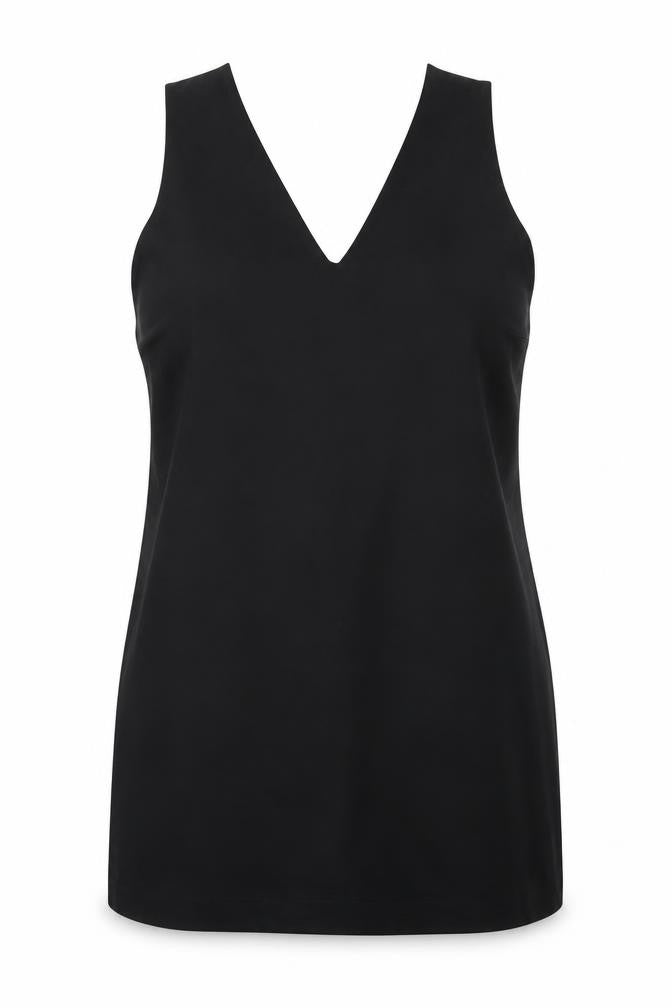 Next Women's Black Sheath Dress Size 14 V-Neck Sleeveless