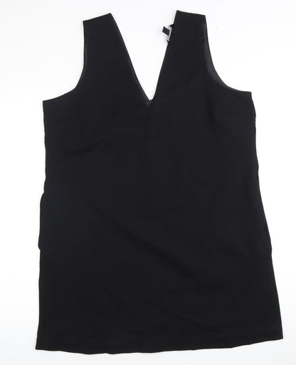 Next Women's Black Sheath Dress Size 14 V-Neck Sleeveless