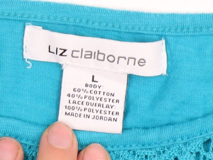 Liz Claiborne Women's Blue Lace T-Shirt, Size L