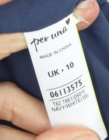 Marks and Spencer Women's Blue Striped Blazer, Size 10