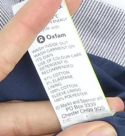 Marks and Spencer Women's Blue Striped Blazer, Size 10