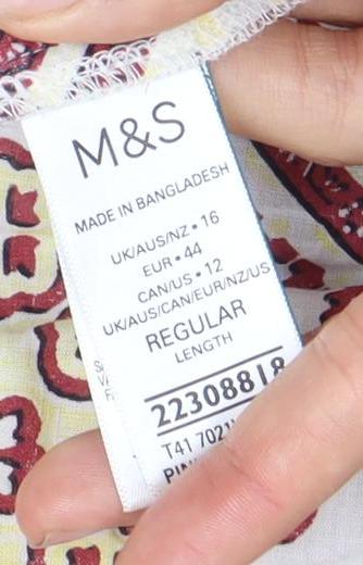 Womens UK Size 14 Marks and Spencer Multicoloured Basic Blouse