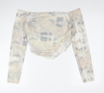 Womens UK Size 12 Zara Multicoloured Cropped Blouse