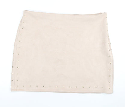 Next Women's Beige Mini Pencil Skirt, Size 16, Studded